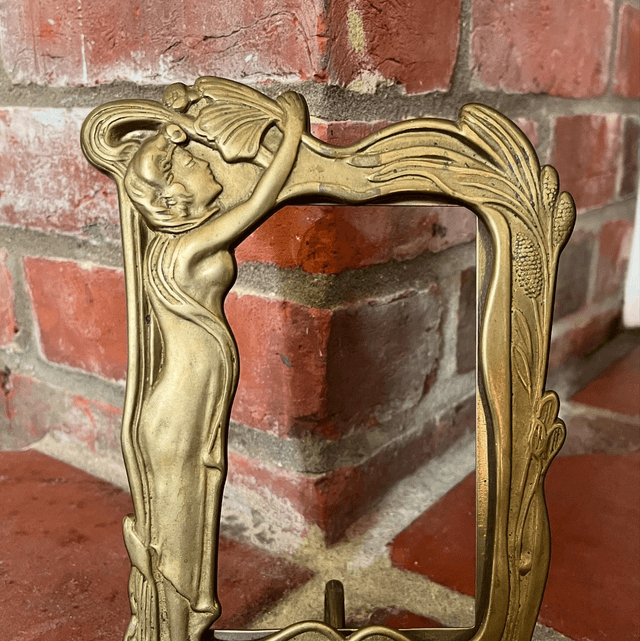 An Original Art Nouveau Period Solid Brass Picture Frame 