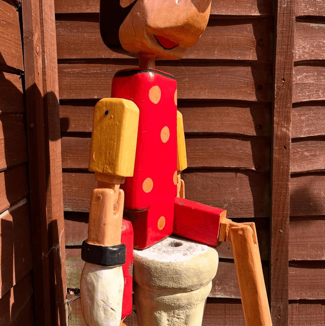 Vintage Naively Made Minnie Mouse Wooden Doll