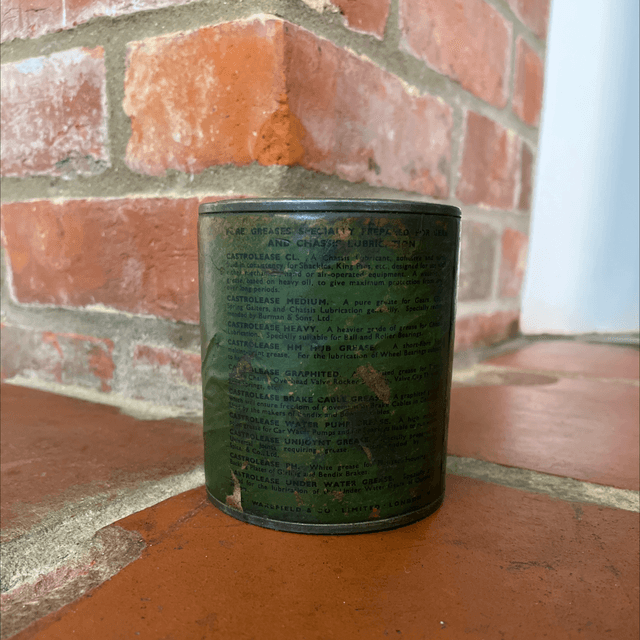 Castrol Motor Grease Can With Contents, Old Paper Label 