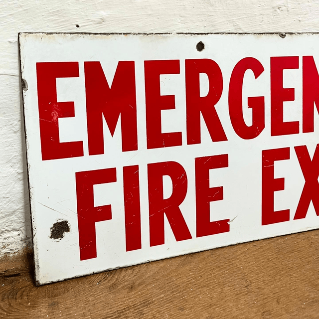 1950’s/ 60’s Industrial Factory “Emergency Fire Exit” Fire Directive Sign 