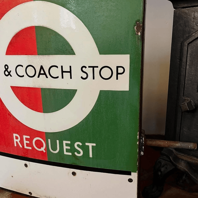 1950’s London Transport Bus & Coach Stop Request Enamel Sign