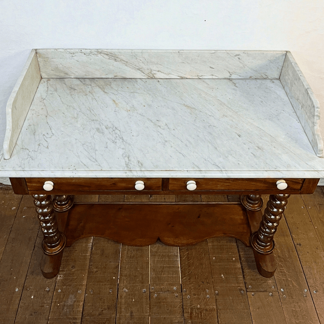 A 19th Century Victorian Mahogany Carrara Marble Topped Washstand