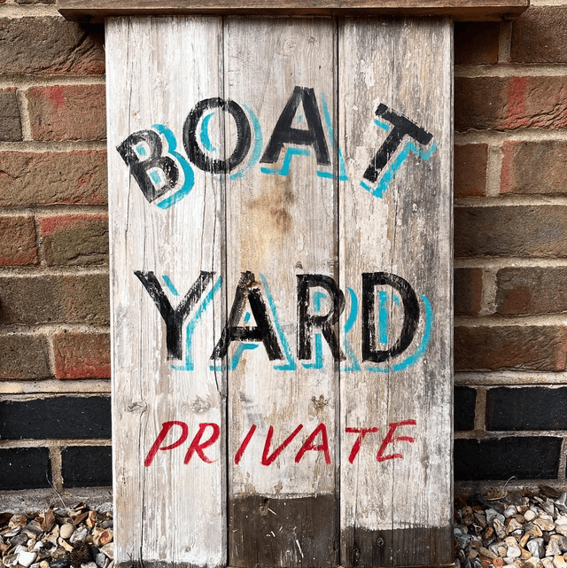 “BOAT YARD, PRIVATE” Hand Painted Single Sided Hanging Sign