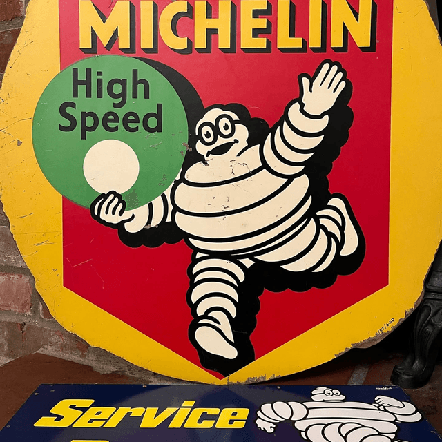 1957 Michelin High Speed Pictorial Hard Board Advertising Sign
