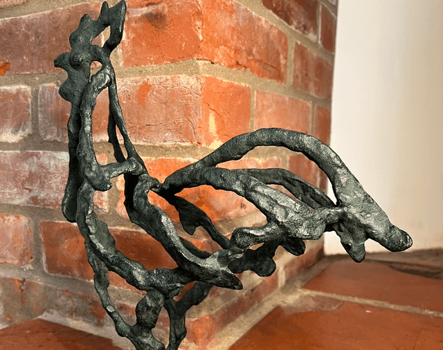 A Contemporary Bronzed Abstract Sculpture of a Cockerel