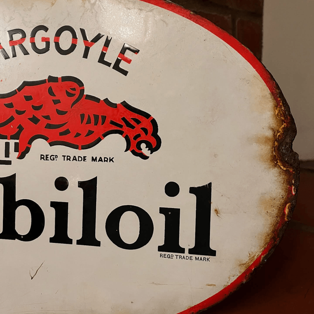 1920’s/ 30’s Mobiloil Gargoyle Double Sided Enamel Sign 