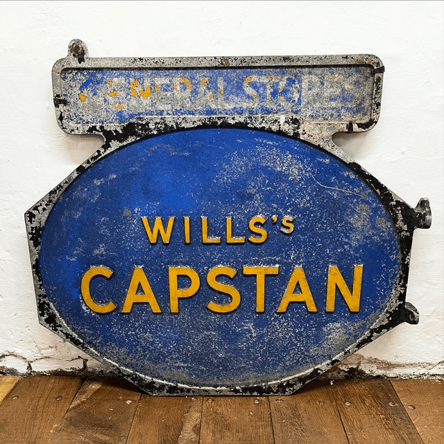 An Impressive WILL’s CAPSTAN Cigarettes sign with integral pediment “GENERAL STORES” 