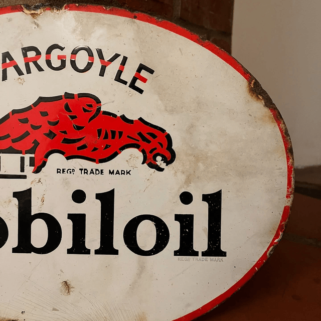 1920’s/ 30’s Mobiloil Gargoyle Double Sided Enamel Sign 