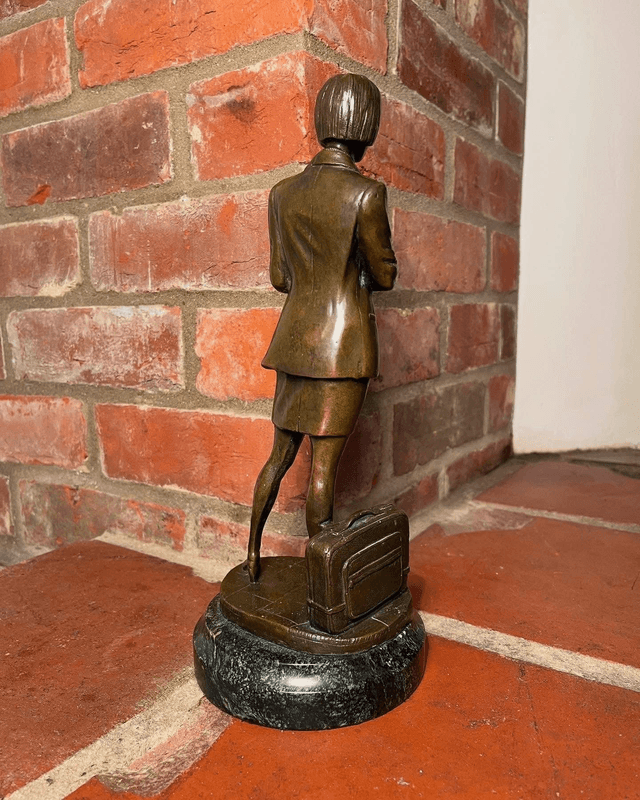 Bronze Figure of A Business Woman Mounted on A Marble Base