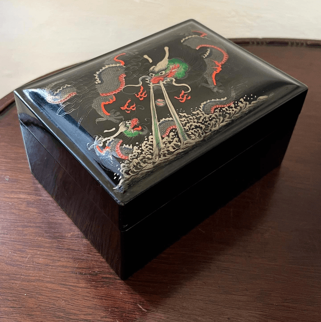 Chinese Lacquered Box Adorned With Dragons From Foochow