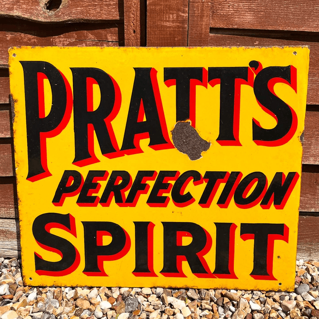 1920’s/ 30’s Pratt’s Perfection Spirit Enamel Advertising Sign 