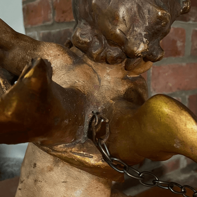 Early 20th Century Hand Painted Cherub 