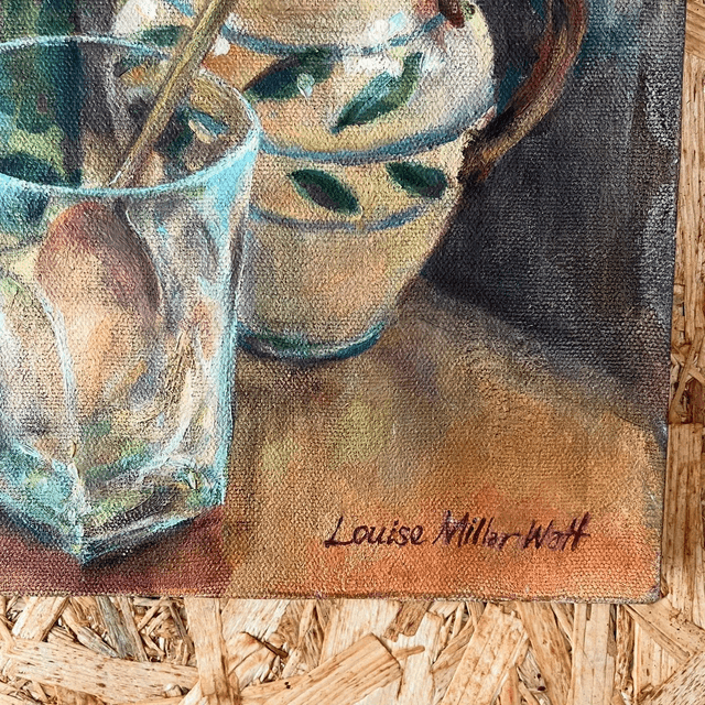 Still Life Oil On Canvas By Contemporary Artist Louise Millar Watt, Unframed, Signed