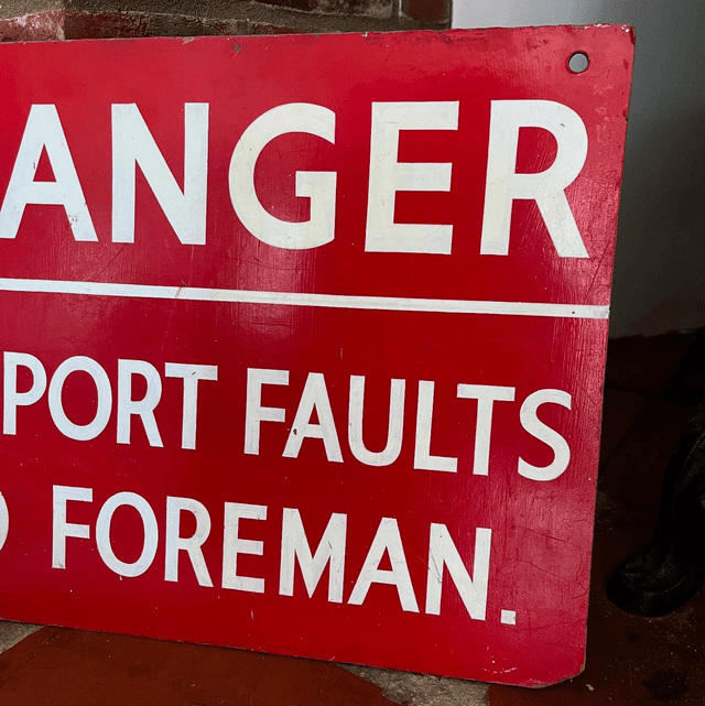 1950’s Industrial Factory/ Construction Hand Painted Directive Sign 