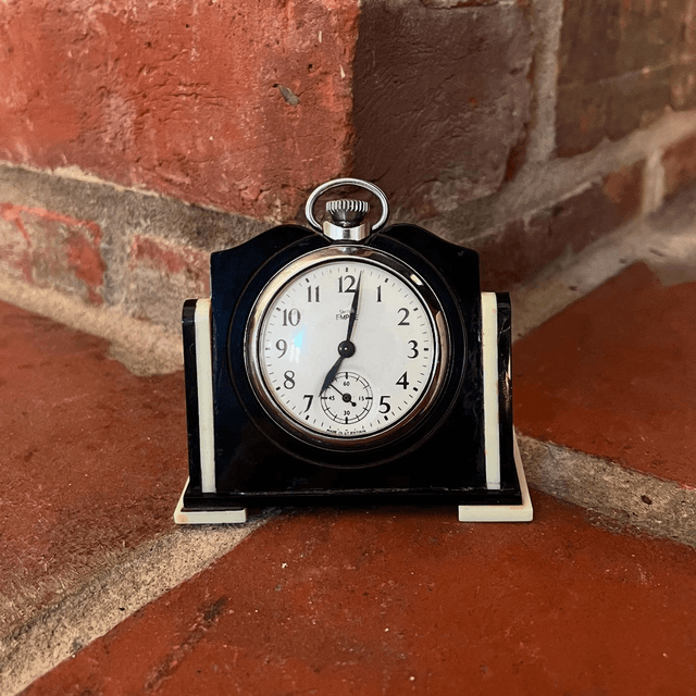 1930’s Bakelite Art Deco Period Pocket Watch Holder And Smiths Empire Pocket Watch