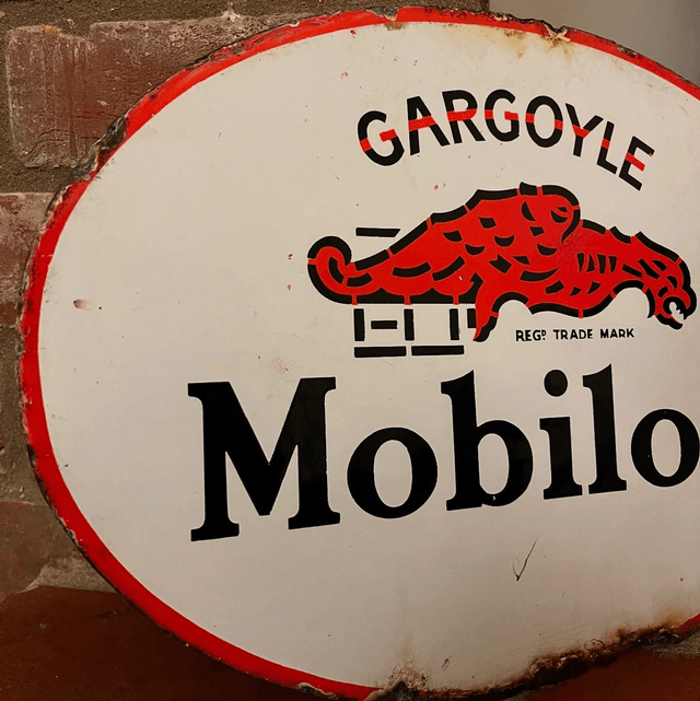 1920’s/ 30’s Mobiloil Gargoyle Double Sided Enamel Sign 