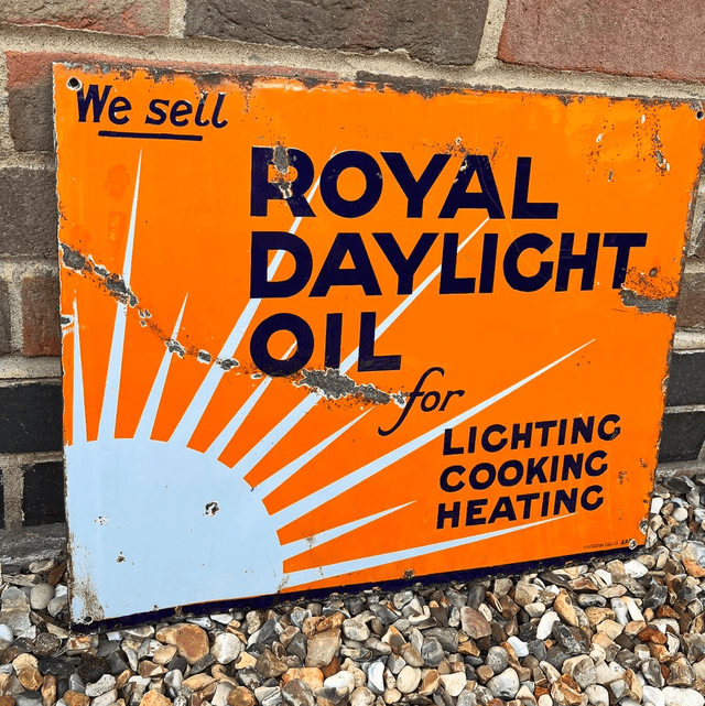 A 1932 Dated Royal Daylight Oil Double Sided Enamel Advertising Sign 
