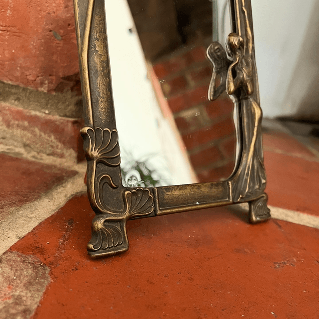 A Solid Brass Art Nouveau Period Freestanding Dressing Table Mirror
