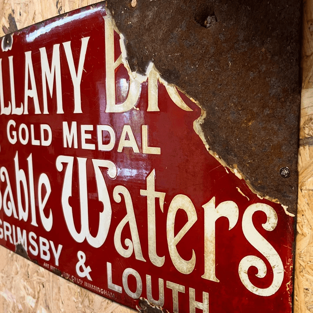 A Late 19th/ Early 20th Century Bellamy Bros Gold Medal Table Waters Enamel Advertising Sign
