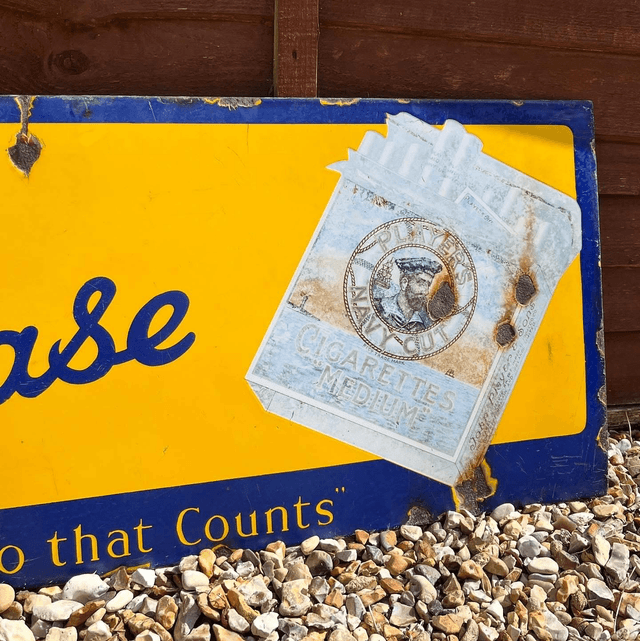 Player’s Please “It’s The Tobacco That Counts” Player’s Navy Mixture Enamel Advertising Sign