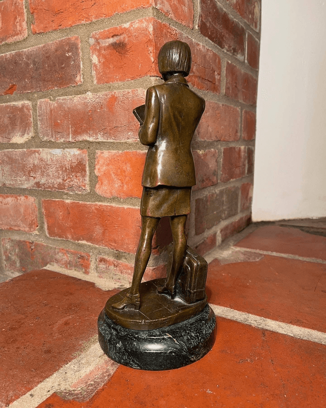 Bronze Figure of A Business Woman Mounted on A Marble Base