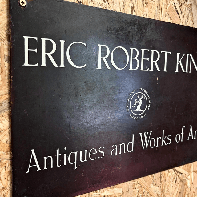 Bronze Business Plaque For ERIC ROBERT KING “Antiques And Works Of Art” 