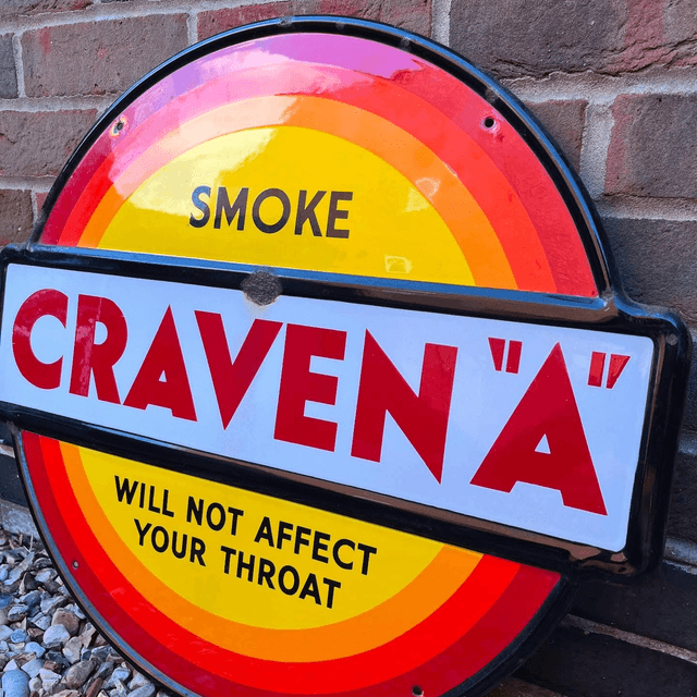 1940’s/ 50’s “Smoke Craven “A” Cigarettes” enamel advertising sign