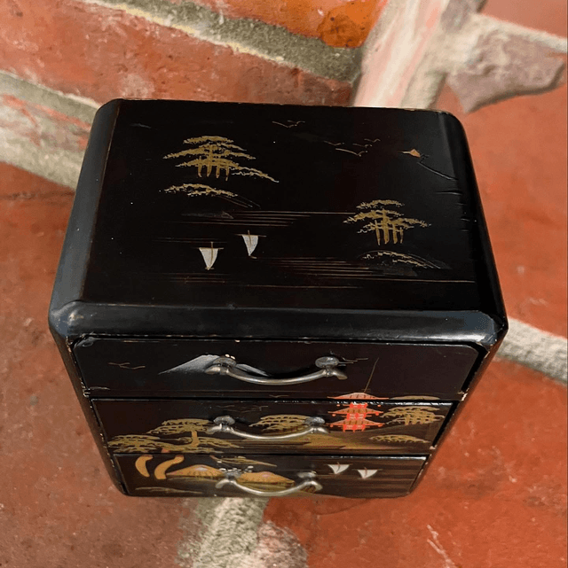 A Early 20th Century Japanese Post Meiji Period, Lacquered Chest Of 3 Table Draws