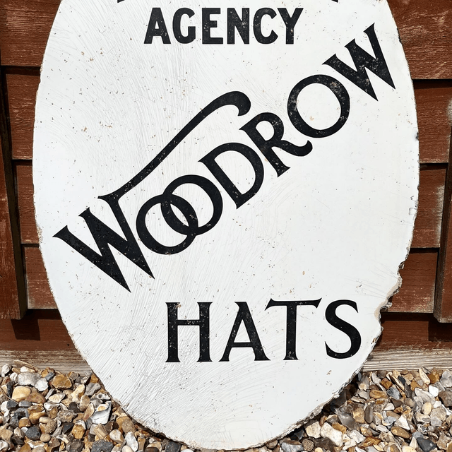 1920’s/ 30’s Woodrow Hats Oval Enamel Advertising Sign