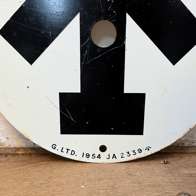 A British Army Surplus Issue Metal White Convoy Traffic Route Marker (No.2) 