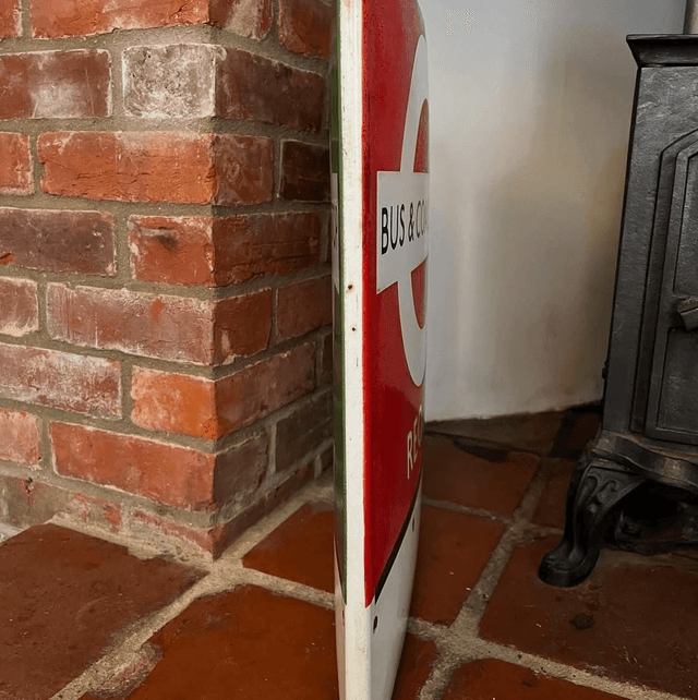 1950’s London Transport Bus & Coach Stop Request Enamel Sign