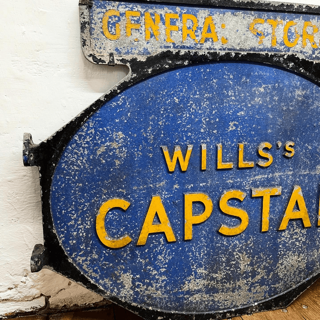 An Impressive WILL’s CAPSTAN Cigarettes sign with integral pediment “GENERAL STORES” 
