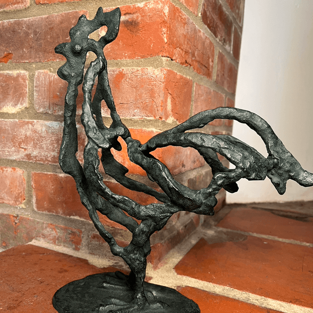 A Contemporary Bronzed Abstract Sculpture of a Cockerel