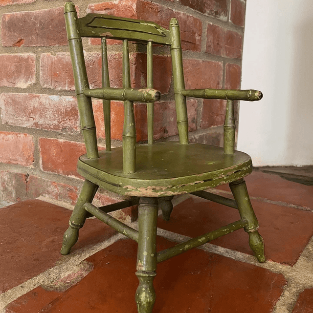 Antique Hand Painted Wooden Childs/ Dolls Spindle Back Chair