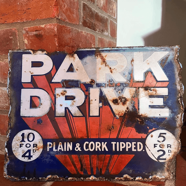 Early 20th Century Park Drive Cigarettes Enamel Sign