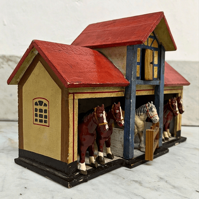 A 1930’s Wooden Toy Stable Block By German Toy Manufacturer Moritz Gottschalk