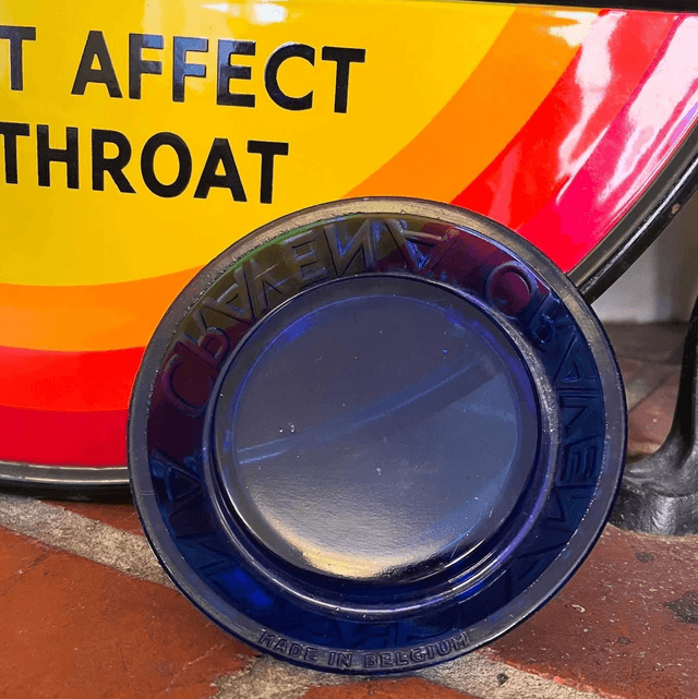 1940’s/ 50’s “Smoke Craven “A” Cigarettes” Blue Glass Advertising Ashtray
