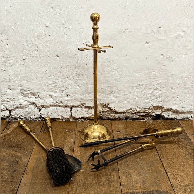 A 20th Century Brass Fireside Companion Set