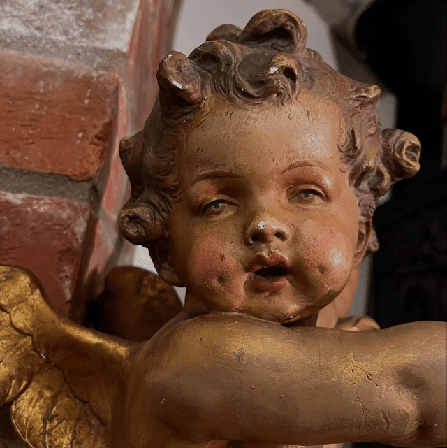 Early 20th Century Hand Painted Cherub 