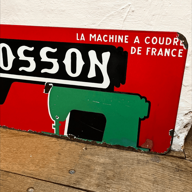 “LA MACHINE A COUDRE DE FRANCE” Pictorial Enamel Sign