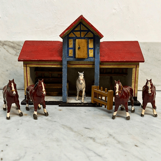 A 1930’s Wooden Toy Stable Block By German Toy Manufacturer Moritz Gottschalk