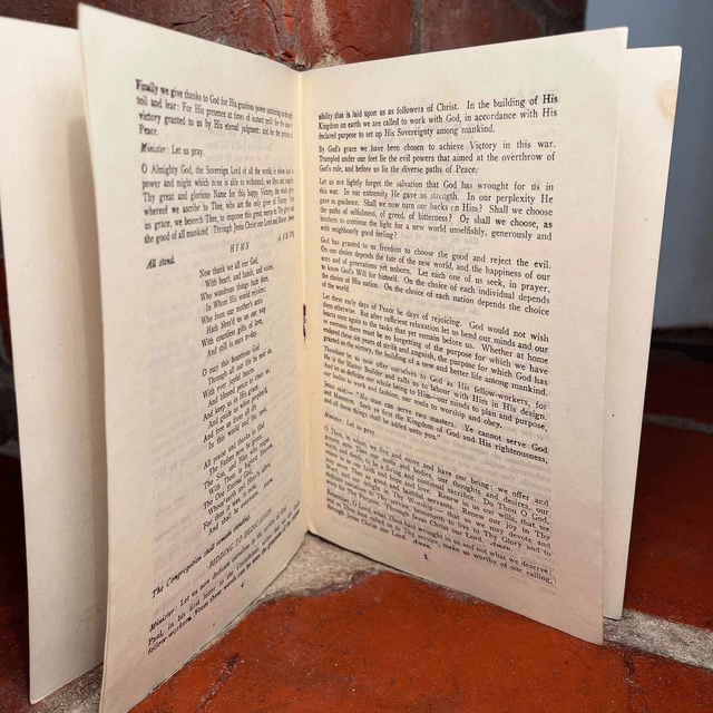 Original Issue WWII Order of Service for “Thanksgiving For Victory” British Forces CMF (Central Mediterranean Forces) 1945 
