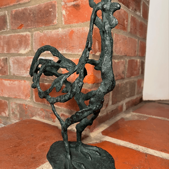 A Contemporary Bronzed Abstract Sculpture of a Cockerel