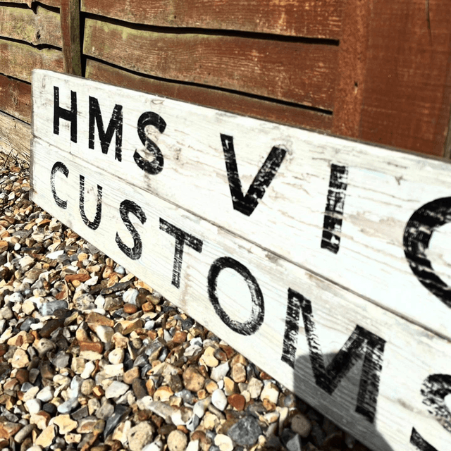 H.M.S VICTORY & “CUSTOMS No.36” Vintage Signs