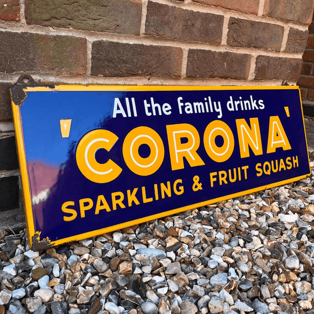 1950’s Corona Soft Drinks single sided enamel advertising sign 