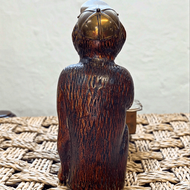A 19th Century Hand-Carved Wooden Monkey Vesta/ Striker
