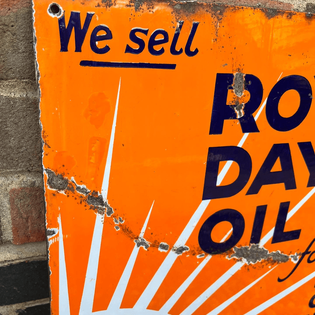 A 1932 Dated Royal Daylight Oil Double Sided Enamel Advertising Sign 