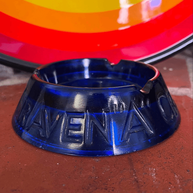 1940’s/ 50’s “Smoke Craven “A” Cigarettes” Blue Glass Advertising Ashtray