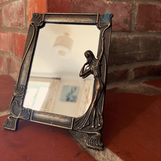 A Solid Brass Art Nouveau Period Freestanding Dressing Table Mirror