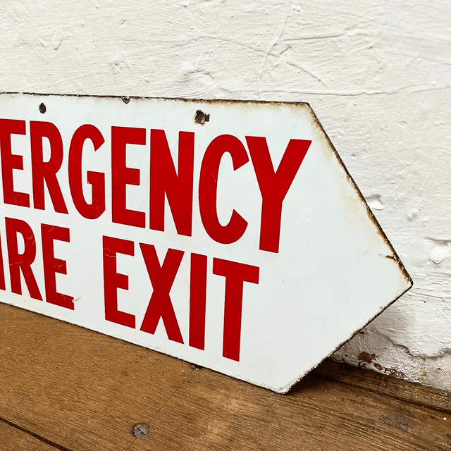 1950’s/ 60’s Industrial Factory “Emergency Fire Exit” Fire Directive Sign 